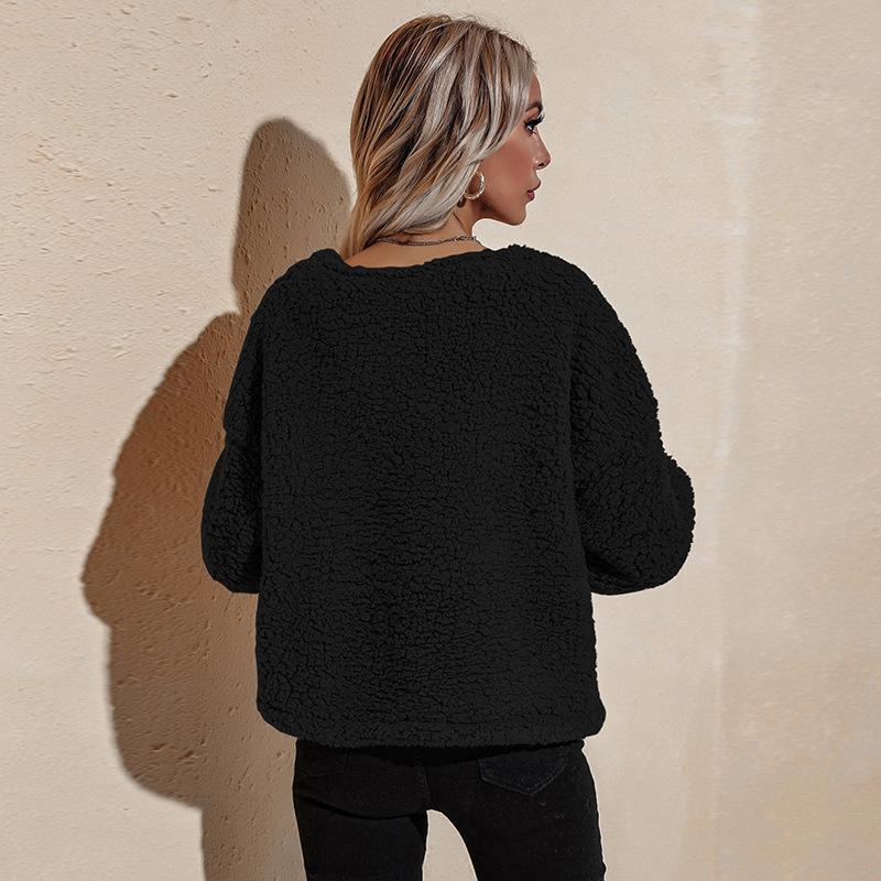 Women V Neck Long Sleeves Short Overcoat-STYLEGOING