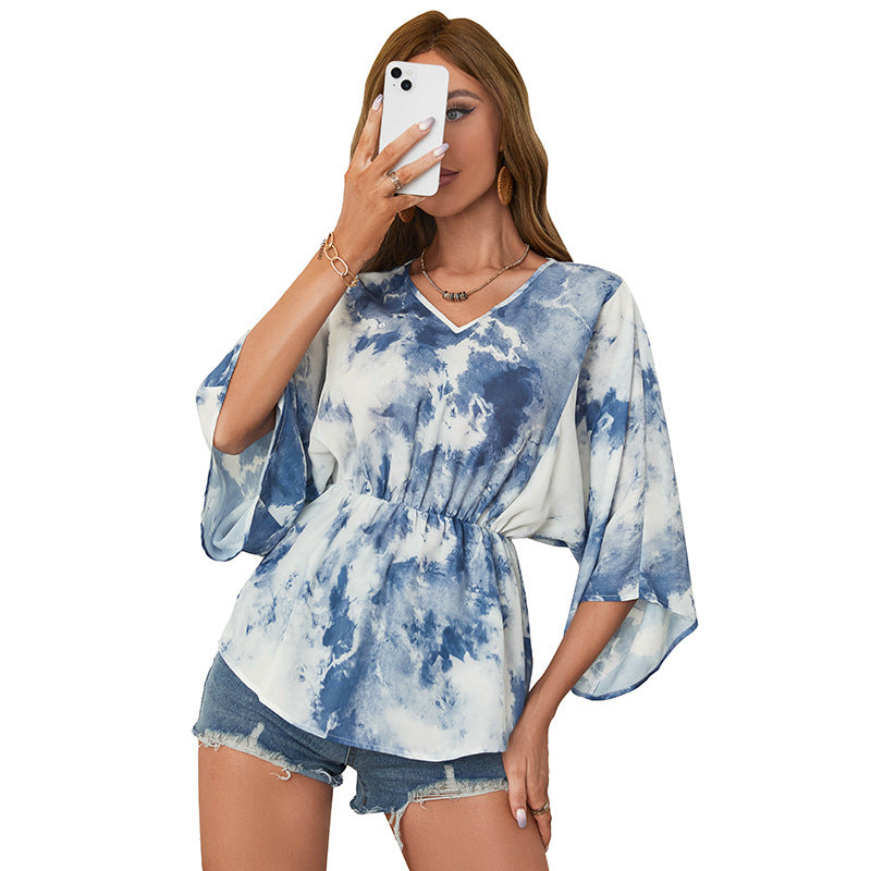 Summer Deyed Chiffon Blouses for Women