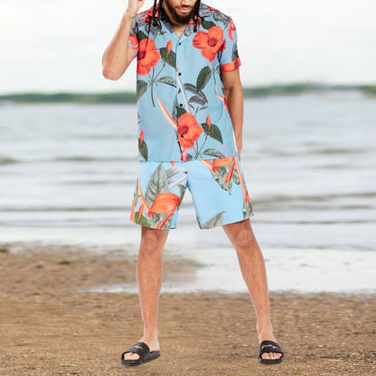 Men's Summer Beach T Shirts and Shorts Set
