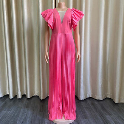 Sexy Deep V Neck Women Long Jumpsuits