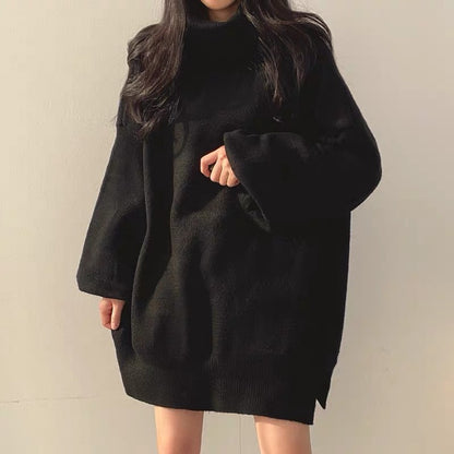 Turtleneck Knitting Long Pullover Sweaters for Women