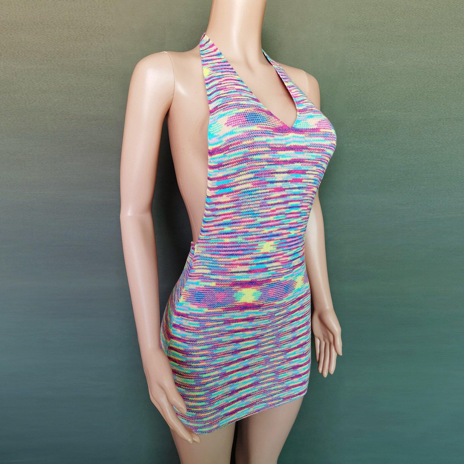 Summer Backless Sexy Knitting Dresses-STYLEGOING