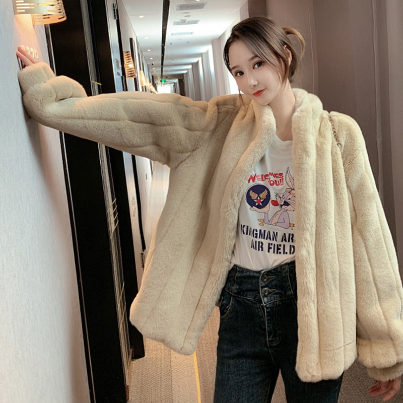 Winter Velvet Artificial Fur Coats for Women