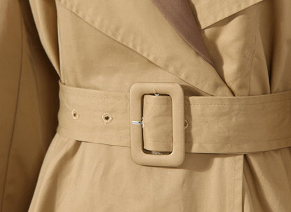 Designed Khaki Color Women Fall Trenchcoat