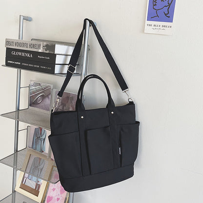 Women Large Storage Multi Pockets Canvas Mom Tote Handag