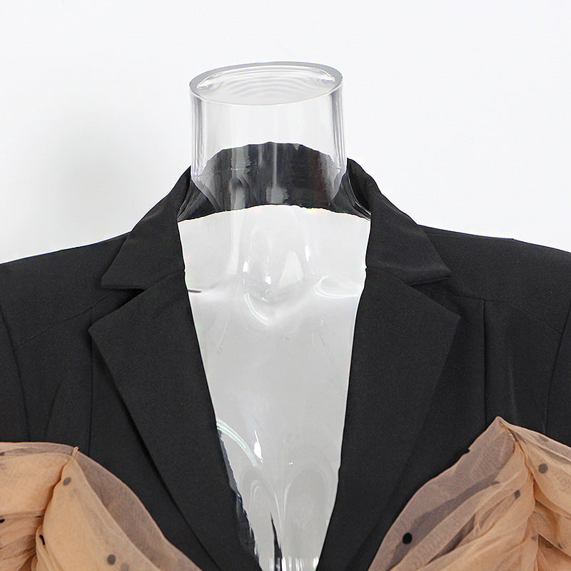 Designed Black Blazer Tops for Women