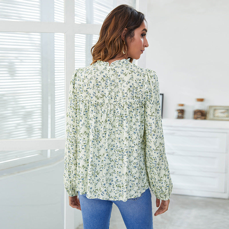 Casual Long Sleeves Spring Top Blouses for Women