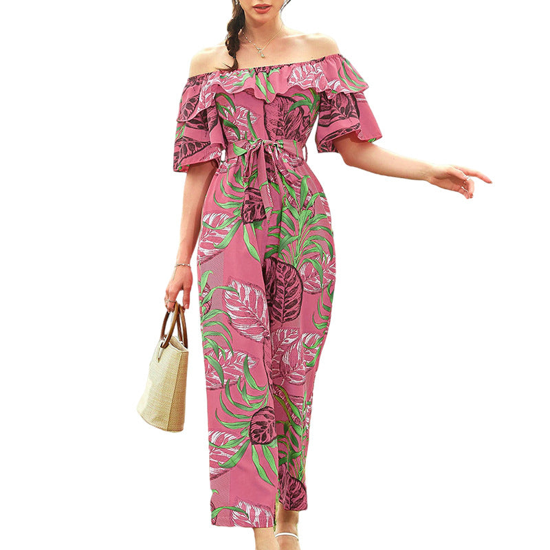 Sexy One Shoulder Chiffon Summer Beach Jumpsuits