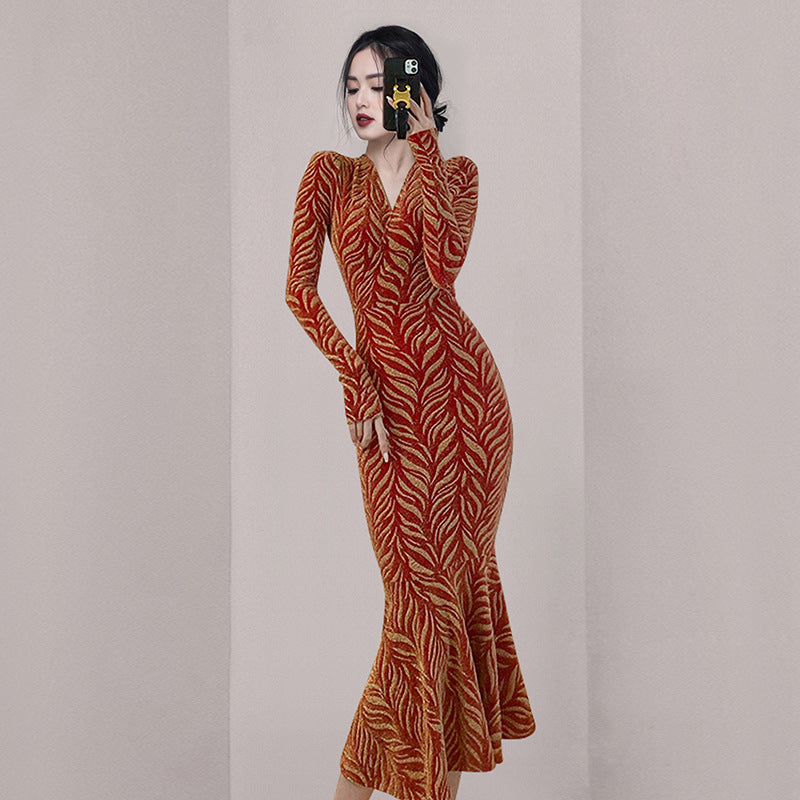 Luxury Elegant V Neck Long Mermaid Dresses