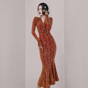 Luxury Elegant V Neck Long Mermaid Dresses