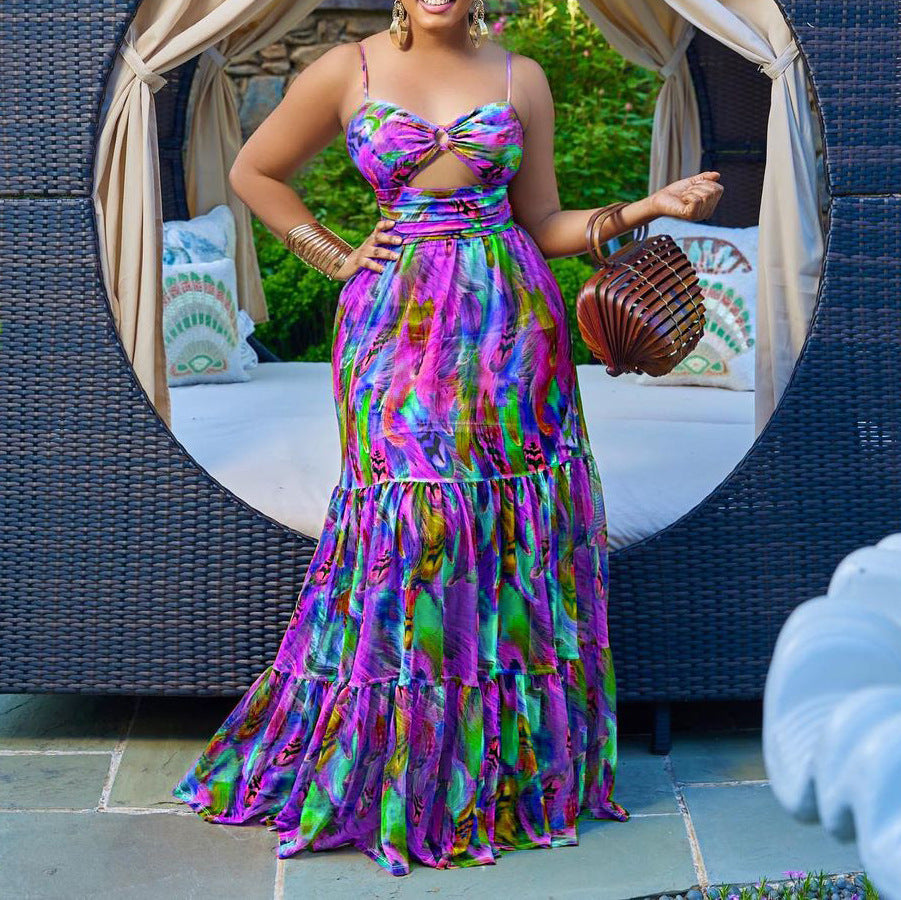 Sexy Floral Print Summer Long Holiday Dresses
