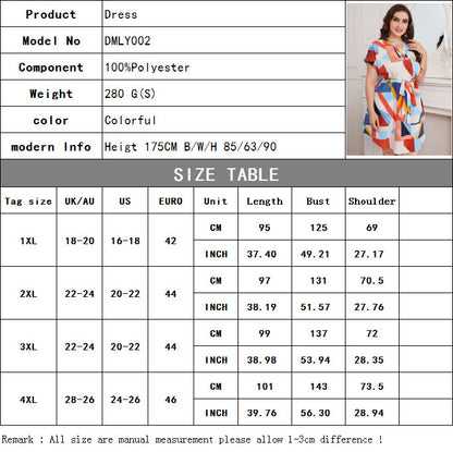 Summer Geometry Designed Plus Sizes Women Dresses
