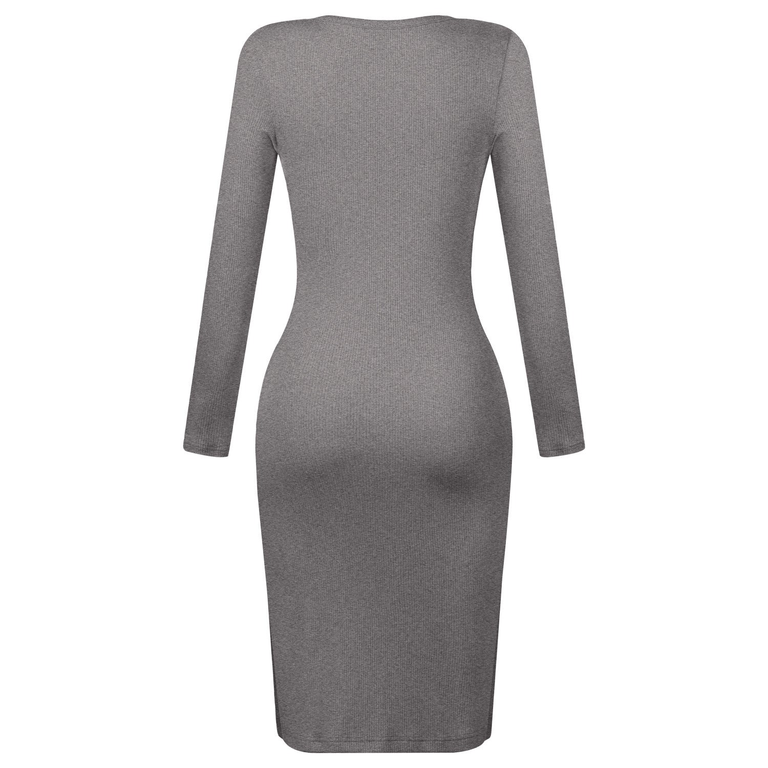 Elegant Button Design Long Sleeves Dresses