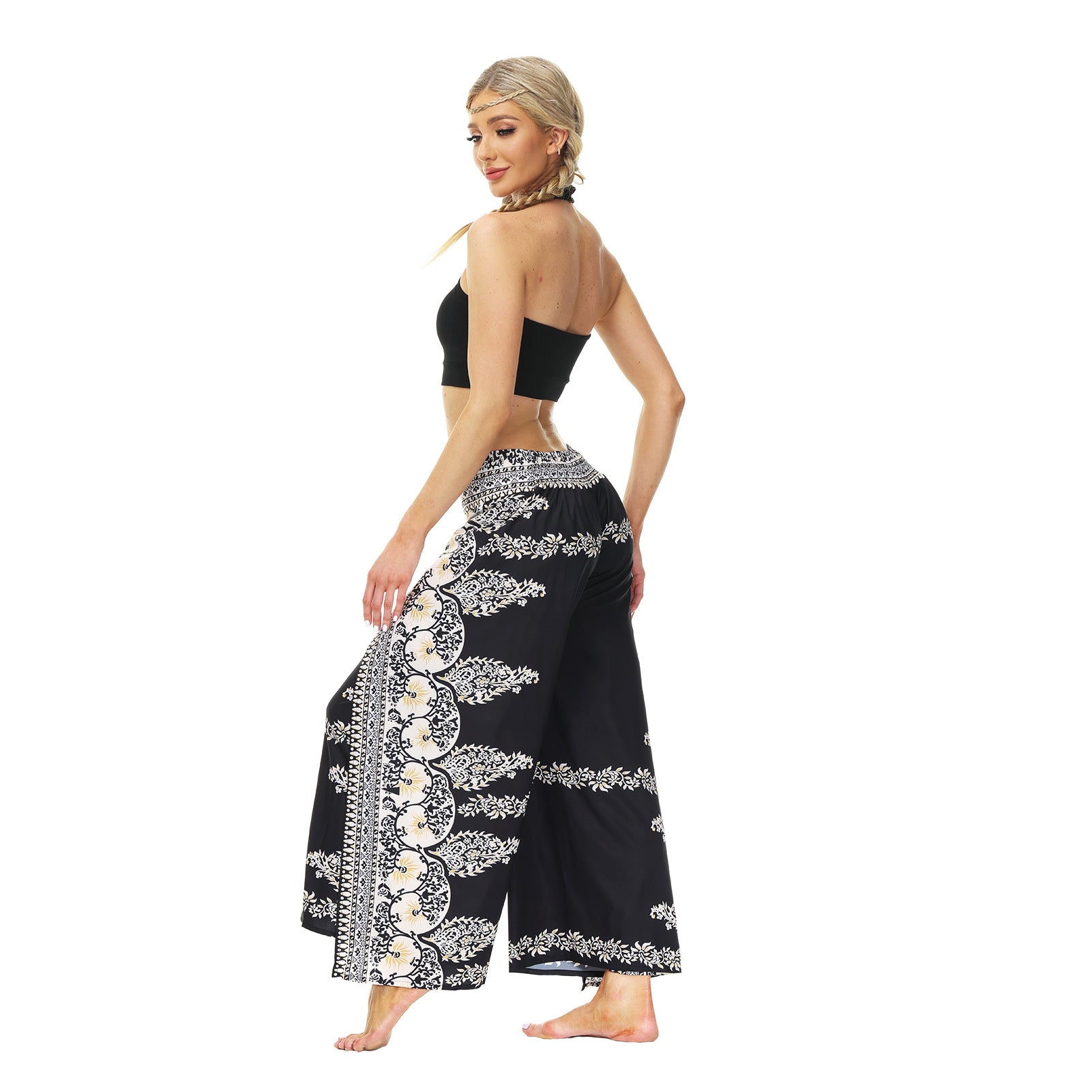 Casual Floral Print Women Yoga Loose Pants
