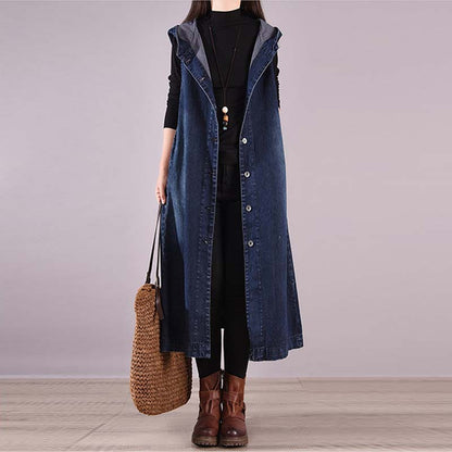 Casual Sleeveless Denim Long Vest