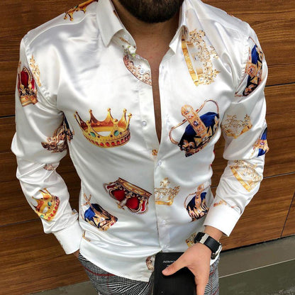 White Crown Casual Fall Long Sleeves Shirts-STYLEGOING