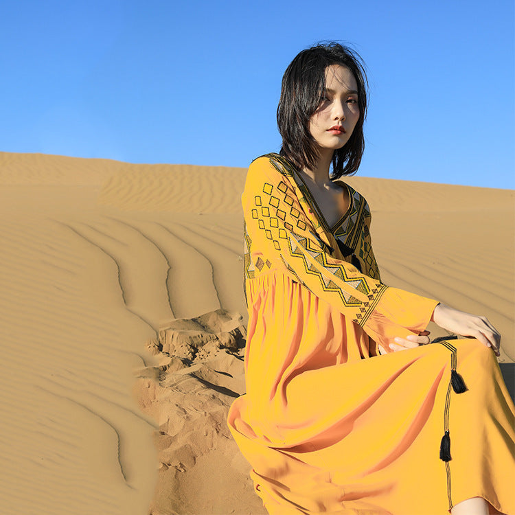Vintage Ethnic Summer Beach Fairy Long Dresses