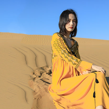 Vintage Ethnic Summer Beach Fairy Long Dresses