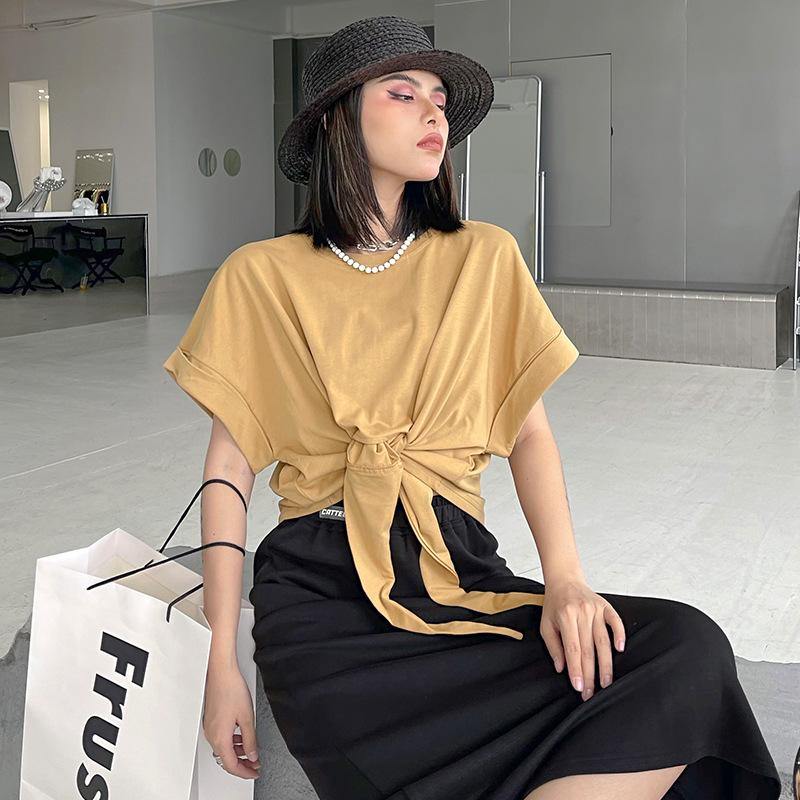 Women Summer Short Sleeves Loose Short T Shirts-STYLEGOING