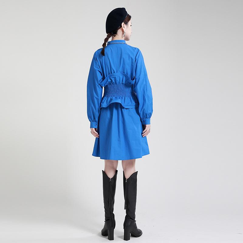 Women Ruffled Slim Waist Long Sleeves Fall Dresses