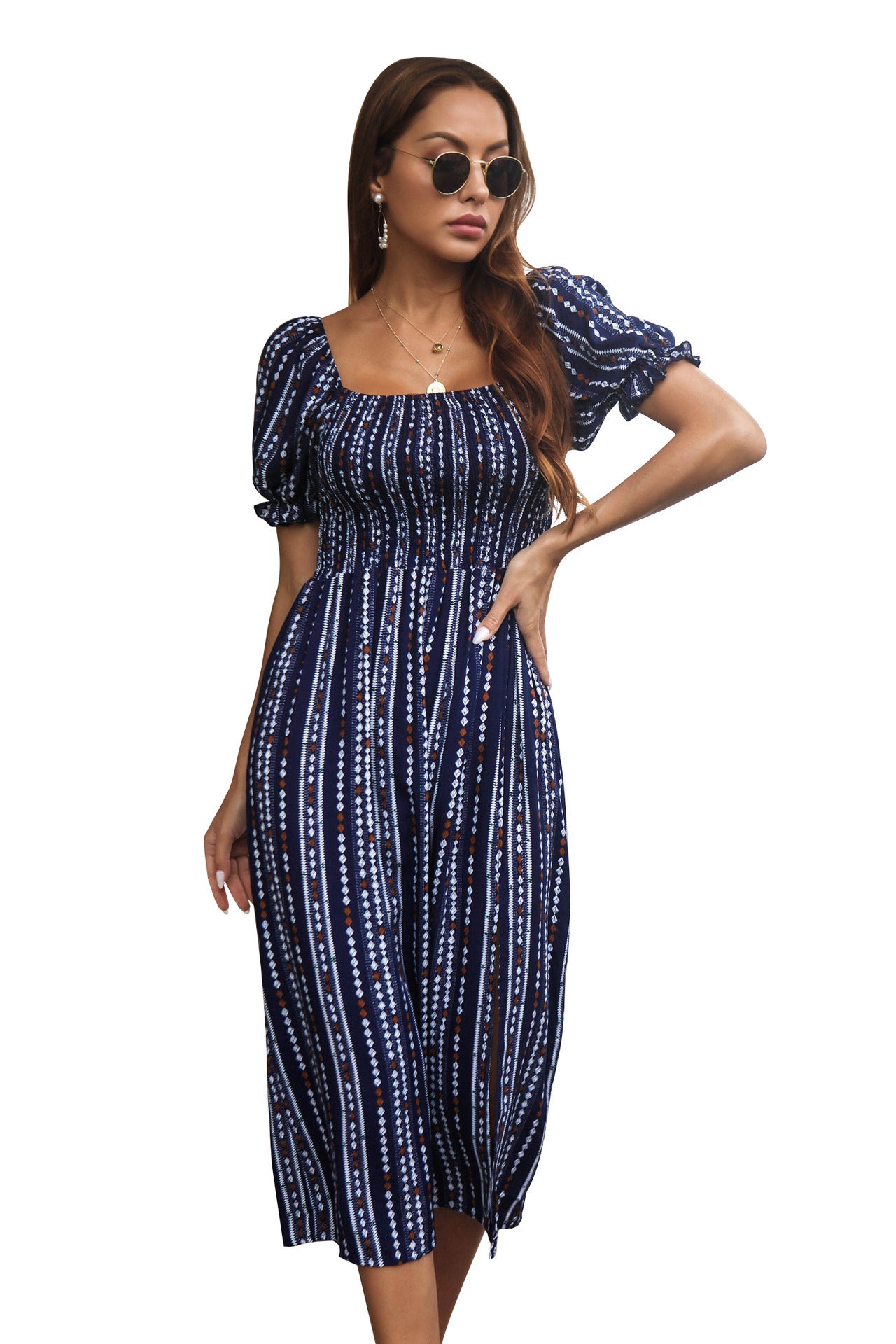 Summer Puff Sleeves Cotton Women Dresses