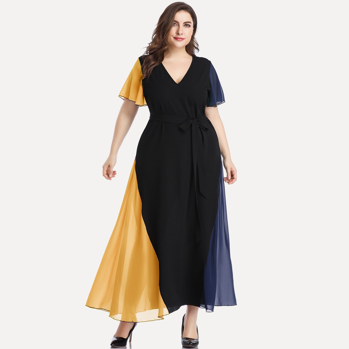 Plus Sizes Fashion Chiffon Women Long Maxi Dresses-STYLEGOING