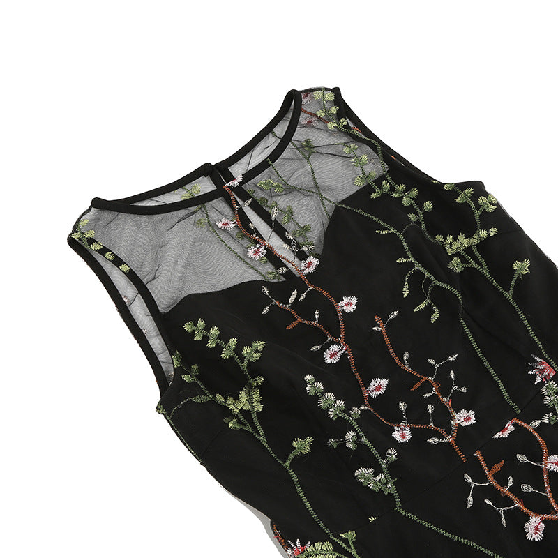 Vintage Sleeveless Embroidery Dresses