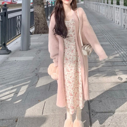 Casual Velvet Mink Long Knitting Cardigan Coats for Women