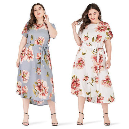 Plus Sizes Short Sleeves Long Dresses-STYLEGOING