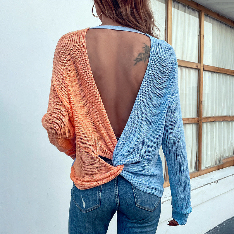 Sexy Summer Backless Design Knitting Sweaters