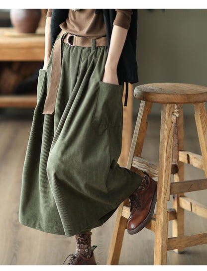 Vintage Elastic Waist Wide Legs Pants for Women