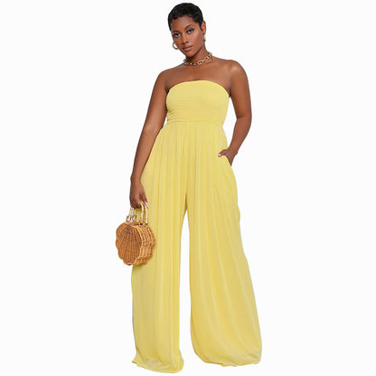 Sexy Strapless High Waist Chiffon Summer Jumpsuits