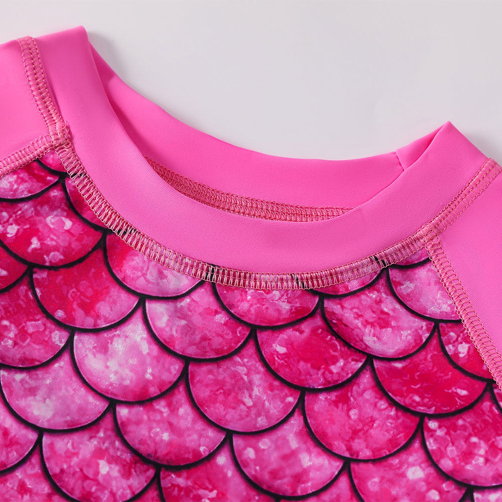 3D Fish Scale Design Two Pieces Swimsuits for Girls