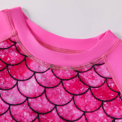 3D Fish Scale Design Two Pieces Swimsuits for Girls