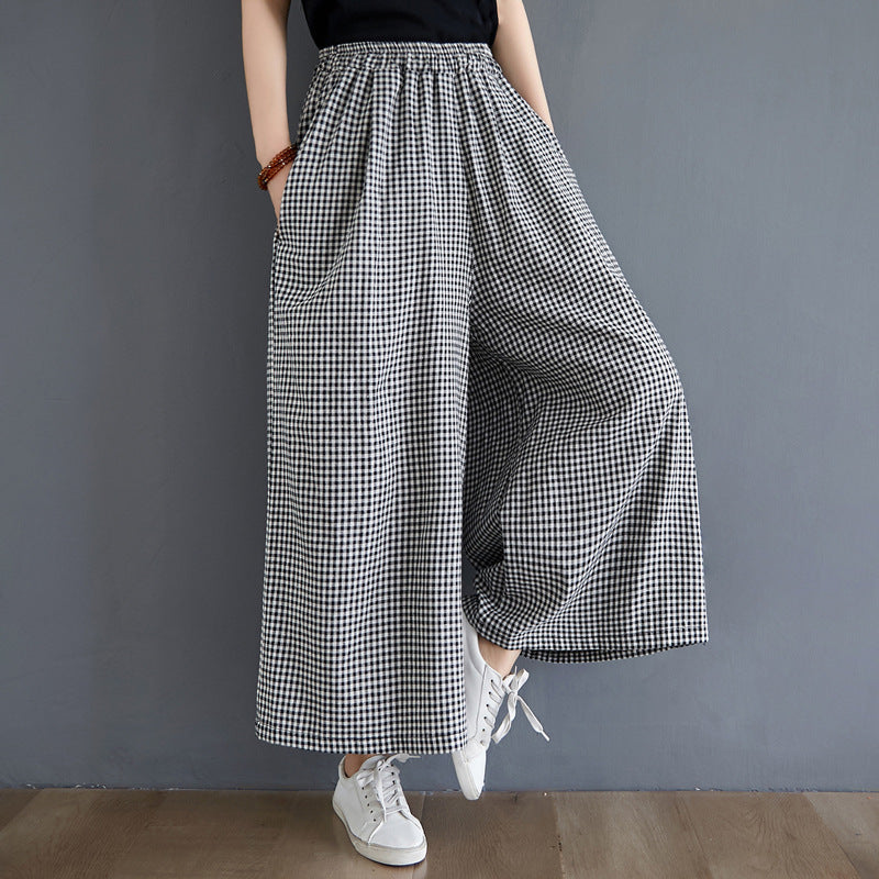 Summer High Elastic Waist Linen Women Loose Pants