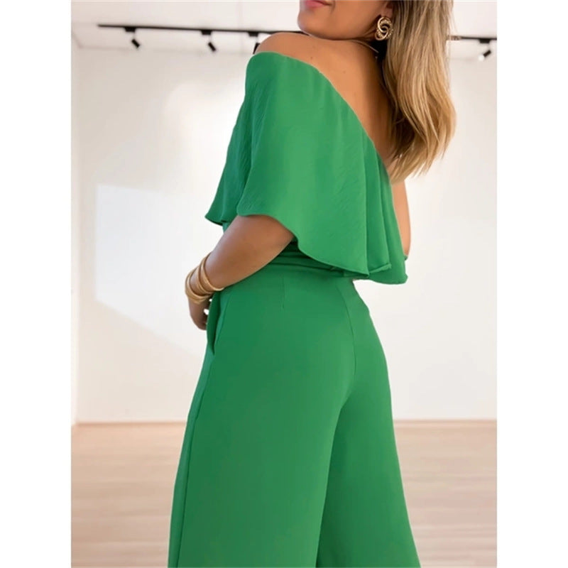 Women Ruffled Design Two Pieces Suits