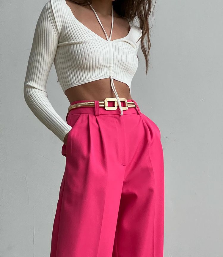 Casual High Waist Women Wide Legs Pants
