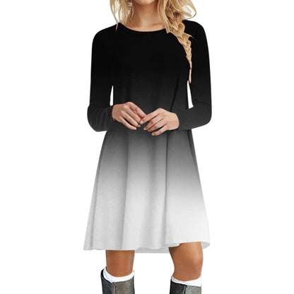 Casual Merry Christmas Long Sleeves Short Dresses
