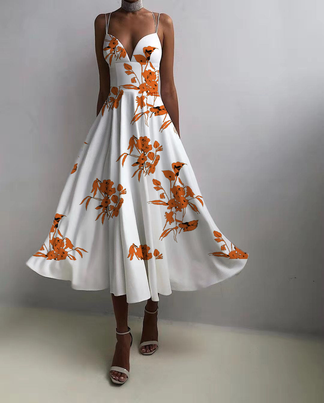 Sexy Christmas Floral Print Backless Women Strapless Dresses