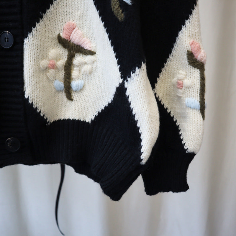 Vintage 3D Knitting Design Women Knitting Overcoats