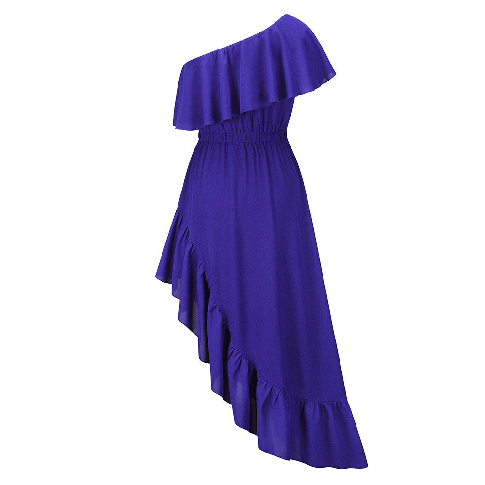 Sexy One Shoulder Irregular Women Summer Dresses