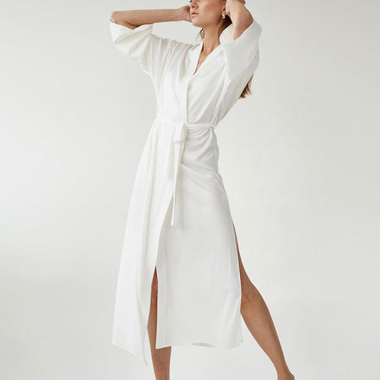 White Lace Up Cozy Sleepwear