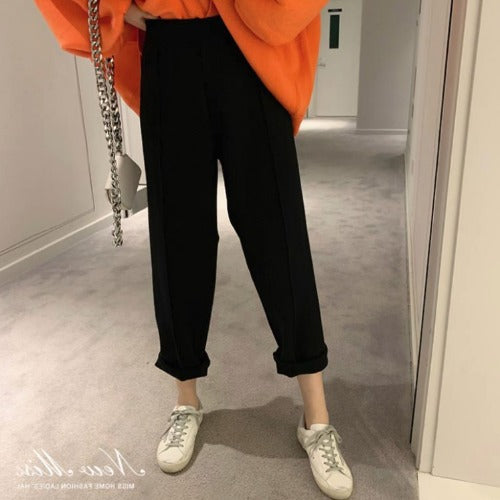 Casual High Waist Winter Knitting Harem Wide Legs Pants