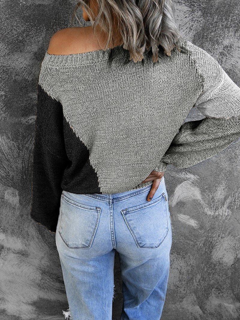 Women Knitting Irregular One Shoulder Sweaters-STYLEGOING