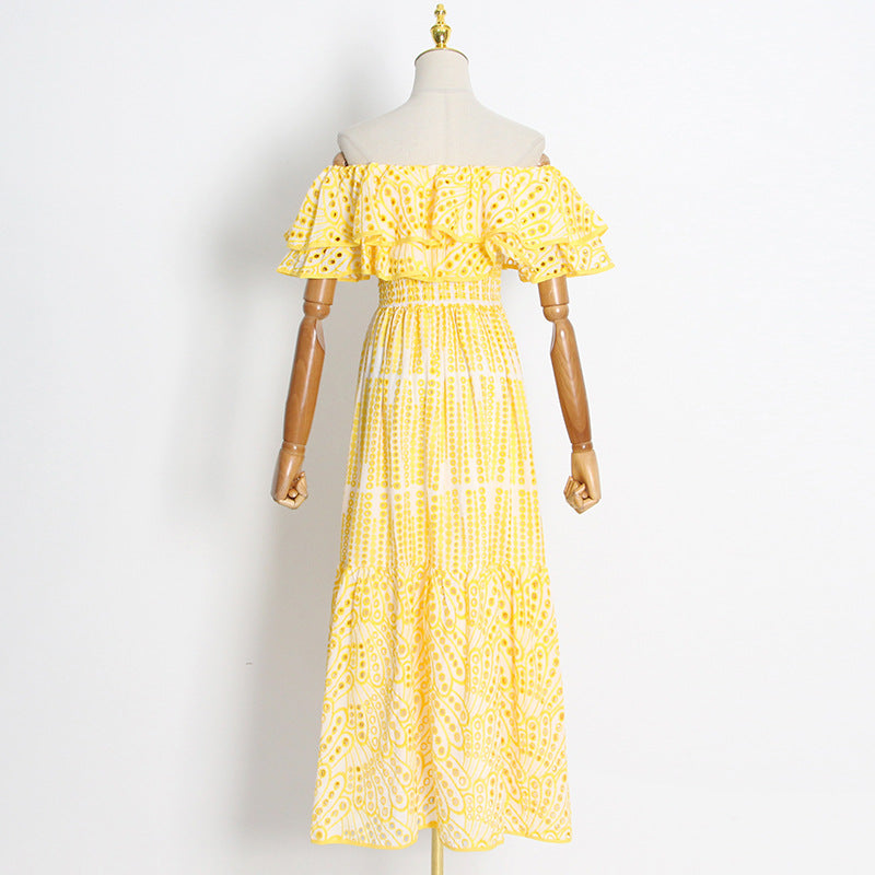Sexy Off The Shoulder Ruffled Long Dresses