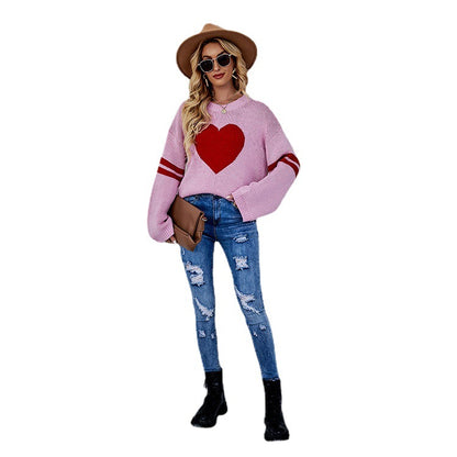 Casual Women Sweetheart Design Pullover Sweaters