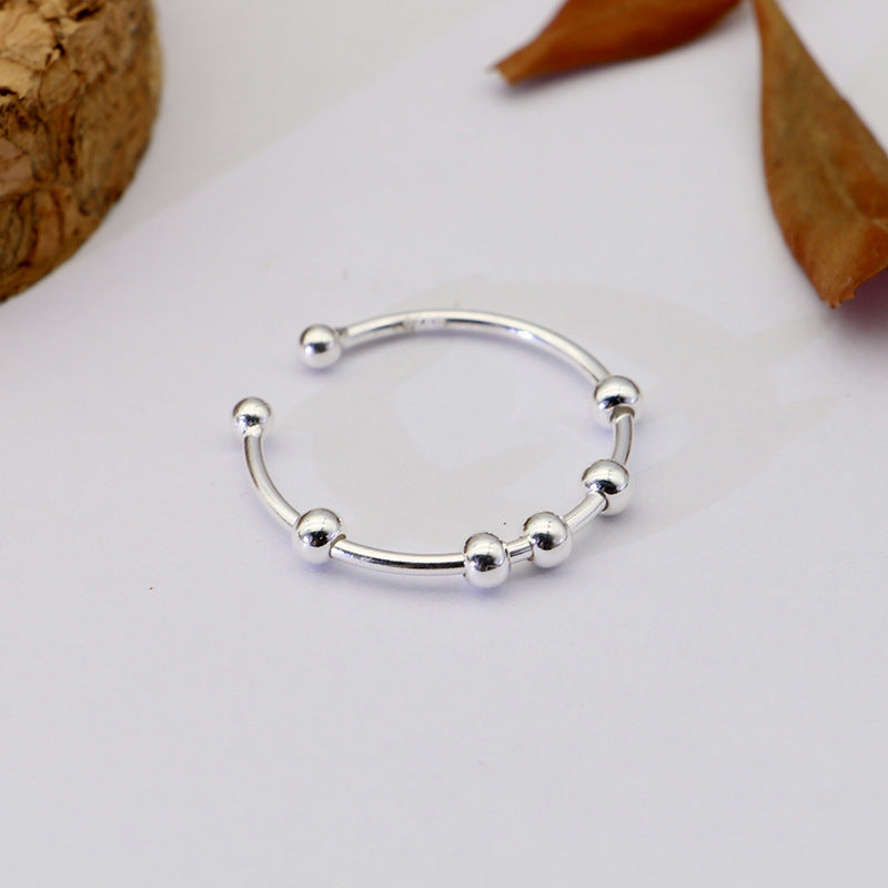 Rotatable Beads Silver Rings for Women