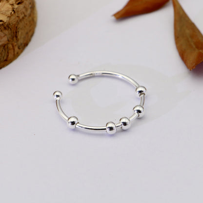 Rotatable Beads Silver Rings for Women