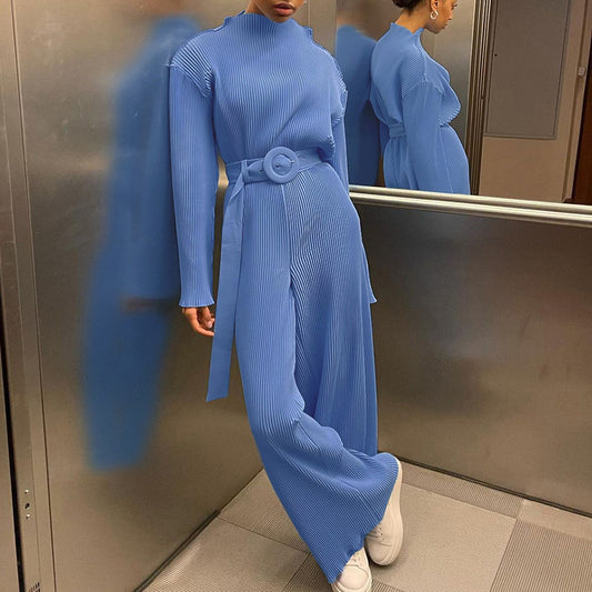 Luxury Spring Stand Collar Women Suits with Belt