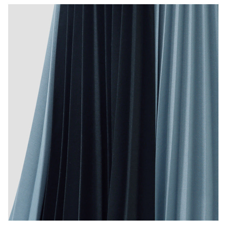 Women Contrast Color Women Pleated Skirts